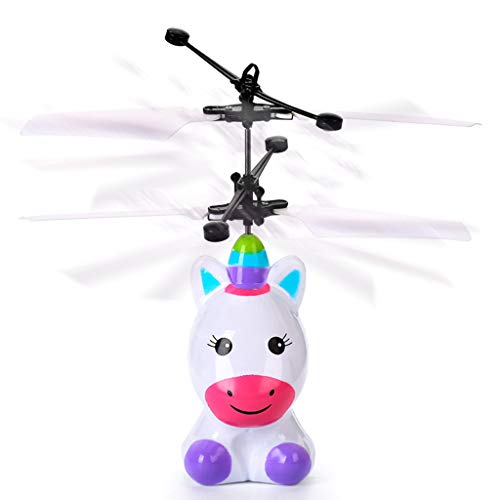 Aobiny Flying Mini RC Infraed Induction The Robot Flashing Light Toys for 6 Year Old Boys Girls Kids ,Mini Remote Controlled Robot for Birthday Holiday Xmas Gift (B)