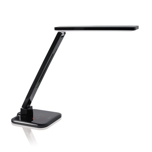 Satechi Smart LED Desk Lamp with Touch Control Dimmable Lighting, 1 Hour Off Timer and Smart Phone Charging Port (Black), Office Central