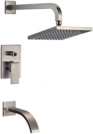 Chayyliel Bathroom 3-way Mixing 12-inch Rainfall Shower Set + Tub Spout Tap Brushed Nickel