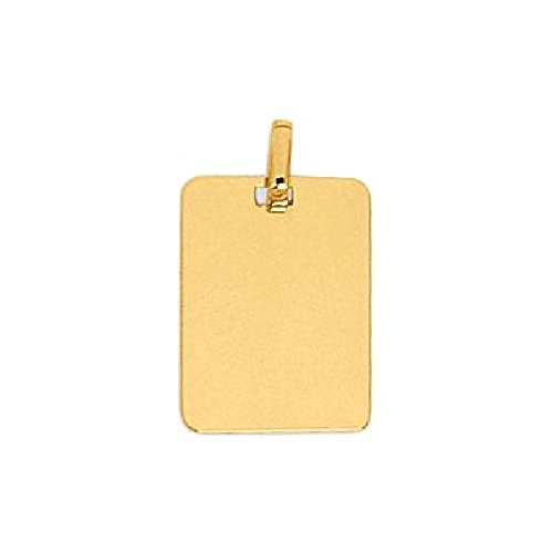 So Chic Jewels - 9k Yellow Gold - Rectangular Medal Pendant - Customisable: Your Message Engraved Free