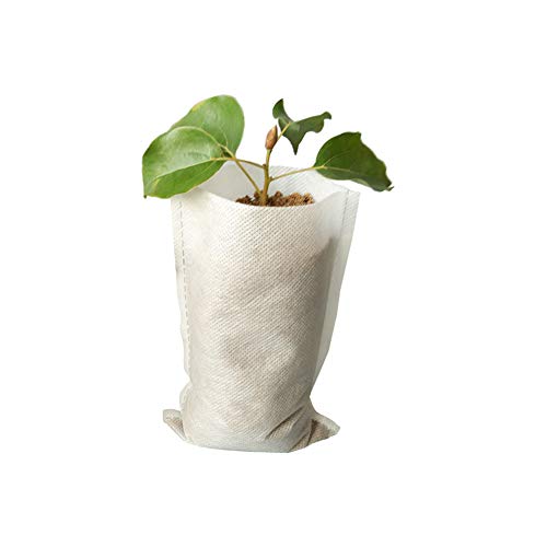 Frjjthchy 500 Piece Biodegradable Non-Woven Nursery Grow Bags Seedling-Raising Bags White (3.15×3.94 in)