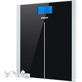 Etekcity Digital Body Weight Bathroom Scale With Step-On Technology, 400 Lb, Body Tape Measure Included, Elegant Black