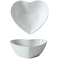 WAIT FLY Colorful Heart Shaped Ceramic Salad Bowls, Dessert Bowls, Ice Cream Bowls, Serving Bowls for Cereal Soup Snacks Appetizer-1 PCS-White-5.0 Inch