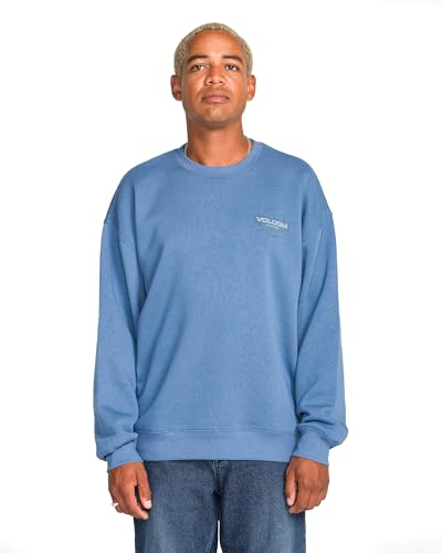 Volcom Men's Roundabout Crew Fleece Sweatshirt – Soft Midweight Pullover Ribbed…