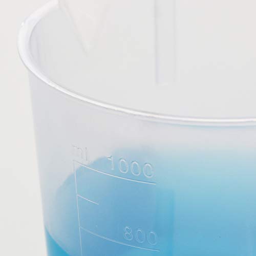 ULAB Scientific Plastic Beaker Set, 5 Sizes 50ml 100ml 250ml 500ml 1000ml, Stackable with Spout, Molded Graduation, UBP1001