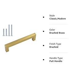 homdiy 25 Pack Square Cabinet Handles Brushed Brass