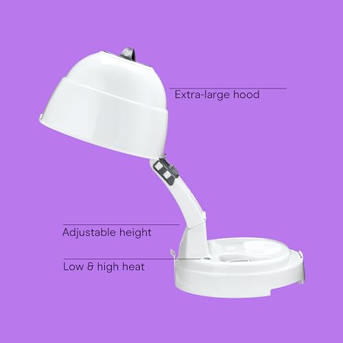 Conair Pro Style Bonnet Hair Dryer, 2 Heat Settings, Adjustable Height, Extra-Large Hood Size, 1875W Pro Style Bonnet Ionic Hair Dryer for Women, White