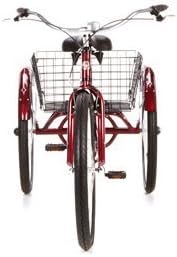 Bike Tricycle Adult 26" Schwinn Meridian Adult Tricycle Trike 3-Wheel Cycling Sports Outdoors for fun and exercise, in Cherry, Rugged Durability tricycle for adults who care about the environment and Pro Alternative Energy