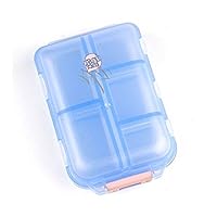 Pill Case, Adromy Portable Tablet Medicine Vitamin Pill Organizer Box 10 Compartments Capsule Foldable Organizer Dispenser Holder Storage for Travel Business Trip Medication Pocket Container Blue