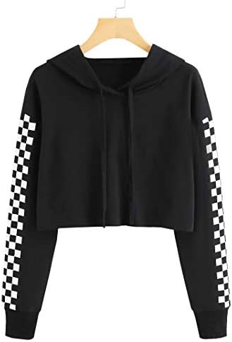 Hestenve Baby Girls Cute Crop Top Hoodie Plaid Cropped Sweatshirts Jumper for 4-12Years