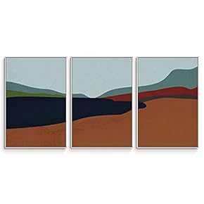 3 Piece Framed Canvas Wall Art Abstract Mountain Canvas Prints Home Artwork Decoration for Living Room,Bedroom - 16"x24"x3 Panels