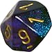 Chessex Dice Polyhedral 7-Die Borealis Set - Royal Purple with Gold Numbers CHX-27467