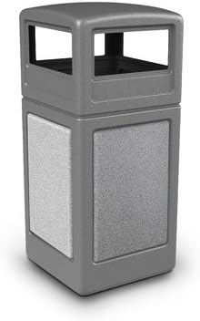 Stonetec Stone Panel Receptacles - 42 Gallons - Dome Top - Gray/Ashtone - Gray/Ashtone