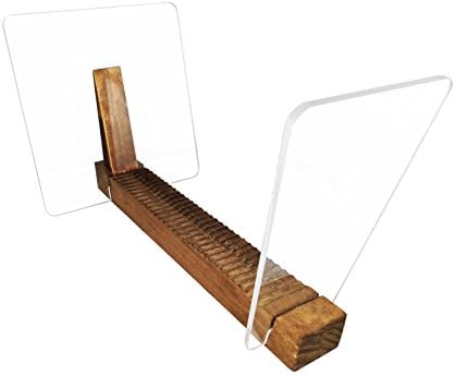 LykeLux Vinyl Record Holder Stand Single Piece - Pine Wood &amp; Clear Acrylic Storage - 12’’ &amp; 7’’ LP Stand Display Rack - Holds 50 Albums - Showcase Your Collection - Patent Pending