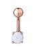 Regetta Jewelry 14g Stainless Steel Rose Gold Plated Synthetic White Opal Belly Button Ring