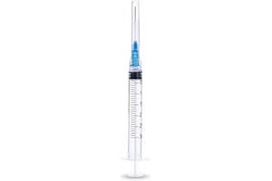 Nanocine Disposable Syringes 3 mL 23G 1 Inch Sterile Individually Sealed Luer Lock Plastic Syringe Pack of 100 Single Use Syr