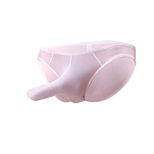 Men's Sexy Bikini Shorts Breathable Underwear Smooth Long Bulge Pouch Boxers Briefs (White, L) - Thumbnail 4