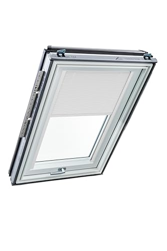 Original Roto ZFA Folding Blind for Roto Roof Windows, Guide Rail, White, Pleated Blind for Designo R6/R8, i8 and Classic K 64/84 Roof Windows, Size 054/078, 05/07, Fabric Colour White