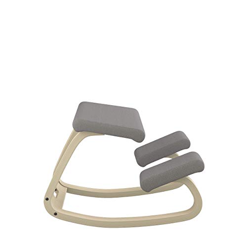 Varier Variable Balans Original Kneeling Chair Designed by Peter Opsvik (Dark Grey Revive Fabric with Natural Ash Base)