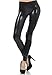 Sakkas Footless Liquid Wet Look Metallic Stretch Leggings - Black/X-Large