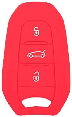 BROVACS Silicone Cover Protector Case Holder Skin Jacket Compatible with PEUGEOT CITROEN DS 3 Button Smart Remote Key Fob CV4303 Red