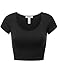 Fifth Parallel Threads FPT Womens Basic Short Sleeve Scoopneck Crop Top Black M