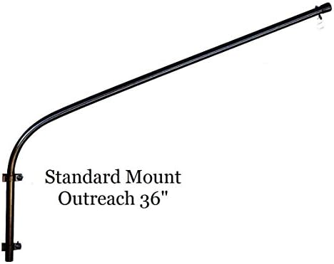Heavy Duty Standard Mount Single Hook Swinging Plant &amp; Bird Feeder Arm 36" Outreach MADE IN THE USA (Black)