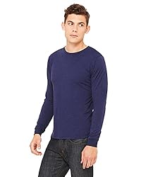 Bella Canvas Mens Jersey Long-Sleeve Tee Navy Tri