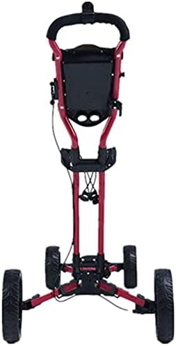 TUHFG Golf Push Cart 4 Wheel Golf Push Pull Cart with Foot Brake Foldable Golf Trolley Two Step Open/Close