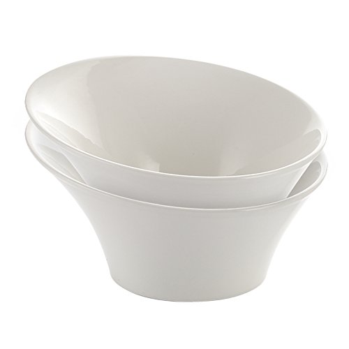 White Porcelain Serving Bowls 40 Ounce Large Ceramic Bowl Set of 2