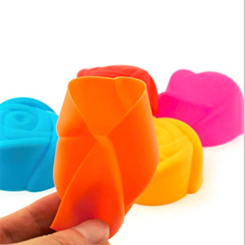 Dalkeyie 1pcs Silicone Rose Muffin Cookie Cup Cake Baking Mold Chocolate Jelly Maker Mould - Thumbnail 2