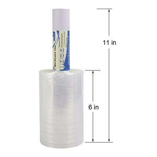 1 Pack Industrial Mini Stretch Wrap Film 6" X 1000 Feet 80 Gauge Clear with Handle for Pallet Wrap Moving Supplies Stretch Wrap & Shrink Wrap Keeps Items Safe Secure and Clean