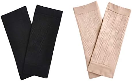 Bibao 2pc Calories off Slim Arm Shaping Burn Fat Weight Loss Shaper Massaging Fat Lose Buster Trimmer Belt Slimming Wrap Belt Band for Women Lady Girl (Khaki,Black)