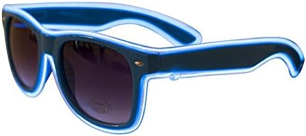 Rave Glasses - LED Sunglasses from Rave Raptor Blue Frame Orange EL Wire Glasses for Festivals