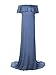 JustVH Women's Off Shoulder Ruffles Maternity Slim Fitted Gown Maxi Photography Dress Denim Blue