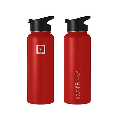 IRON °FLASK Sports Water Bottle 32 Oz, 3 Lids (Spout Lid), Leak Proof
