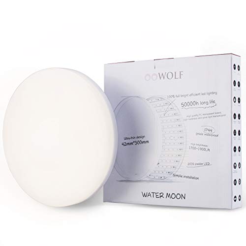 LED Ceiling Lamp, OOWOLF Modern 22W Led Ceiling Light Fixture Ultra Thin 11.8in IP44 Waterproof 1900LM 4500K Natural White for Bathroom Bedroom Kitchen Living Room Dining Balcony Corridor