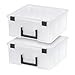 IRIS USA 20 Quart Portable Clear Plastic Storage Bins with Handle, Secure Latches, 4 Removable Inner Cups and 4 Dividers, Clear/Black, 2 Pack
