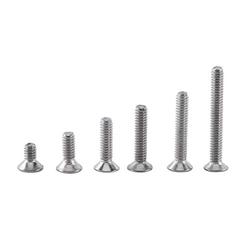 250pcs Screws Nuts Set, M2 Hex Socket Screws Bolt with Hex Nuts Assortment A2 Stainless Steel(Flat Head)