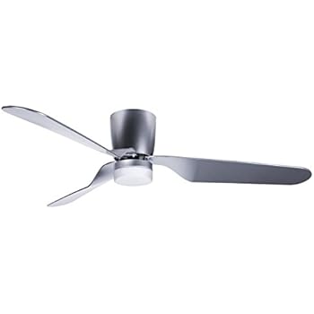 Hyperikon 52 Inch Ceiling Fan with Remote, Modern Flush Mount Ceiling Fan with Light 35W, Industrial Hugger, Brushed Nickel Finish, 3 Blades, 4000k Daylight