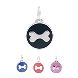 PetTouchID Smart Pet ID Tag, QR Code, NFC Scan, Online Pet Page, GPS Location (BONES) (Black (Bone))