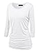 Made By Johnny MBJ WT822 Womens 3/4 Sleeve with Drape Top XXXL White