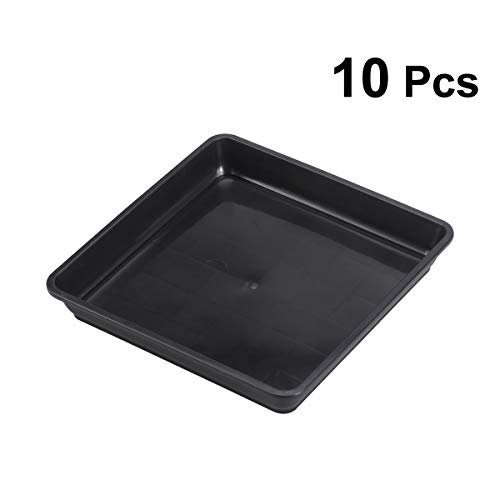 Yardwe 10 PCS Square Plastic Plant Saucer Tray Plant Pot Saucer Flower Pot Tray for Garden Potted Water Drips and Soil 5.9 x 5.9 x 1.1 Inch (Black)
