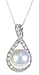Argenti di Lusso Women Classical 925 Sterling Silver 8.0mm White Freshwater Cultured Pearl Pendant Chain with Cubic Zirconia