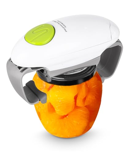 LEAZZLE Electric Jar Opener - Kitchen Gadget Strong Heavy Duty Sealed Jar Opener - Automatic Jar Opener Hands Free with Less for Individuals, Arthritis and Housewife (White)
