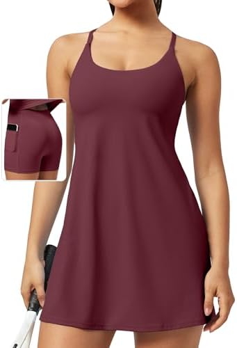 Amazon.com: Womens Tennis Dress, Athletic Dress with Built-in Bra & Shorts  Pockets Summer Dresses for Women Golf Outfits for Workout : Clothing, Shoes  & Jewelry