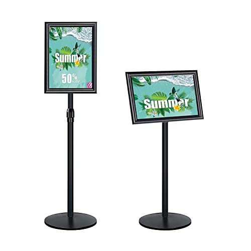 Newzealkids A4 Adjustable Poster Stand, Heavy Duty Floor Standing Poster Stand Notice Holder for Wedding, Show, Advertising (Black)