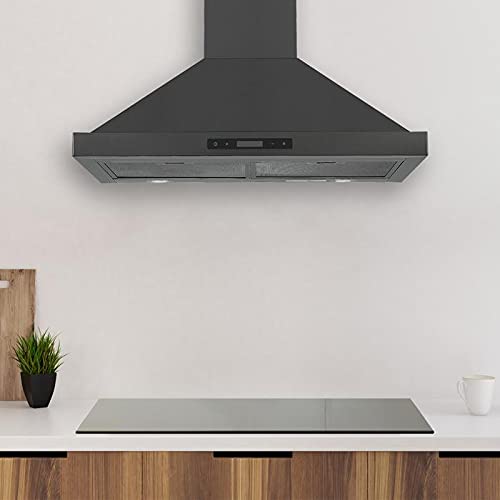 Ancona AN1574 30" 450 CFM Convertible Wall Mount Range Hood in Black