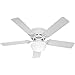 Hunter Fan Company, 53075, 52 inch Low Profile White Low Profile Ceiling Fan with LED Light Kit and Pull Chain