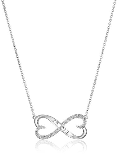 Sterling Silver 1/10cttw Diamond Heart Necklace, 18"